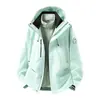 Chaqueta exterior forrada de forro polar para hombre, conjunto de dos piezas desmontable, cortavientos para parejas, chaqueta impermeable y cortavientos de bloques de color para hombre, disponible para pedido