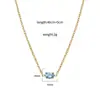 Collar Estilo Europeo y Americano para Mujer, No se Desvanece, Circonita Oval con Engaste de Garras, de Moda Transfronterizo Acero de Titanio Chapado en Oro de 18K Collar que No se Desvanece