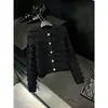 Casaco Suéter de Tricô Gola Redonda Manga Longa Moda Doce Francesa Botão de Diamante Novo Outono 2026 Estilo Coreano