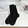 Calcetines de tobillo medio ligeros para mujer de primavera y verano con bordes rizados, estilo ballet, transpirables, resistentes al olor, absorbentes de sudor, de tobillo medio