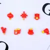 Mini Nó Chinês Vermelho Pequeno para Festival da Primavera, Acessórios de Resina de Ano Novo, Presilha de Cabelo com Cola Cremosa DIY, Acessórios para Brincos