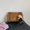 Bolsa de Corrente Acolchoada Estilo Tweed para Mulheres 2025 Nova Bolsa de Ombro Transversal em Couro Nobuck Grande Capacidade Bolsa de Axila