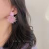 Sweet Dream otoño e invierno nuevo original hecho a mano de pelo de visón morado peludo aretes de aguja de plata aretes elegantes para socialité