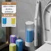 Escova de Banheiro Descartável para Banheiro Doméstico, Escova de Limpeza de Vaso Sanitário Montada na Parede com Cabeça de Escova Substituível