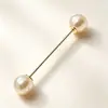 Broche Pin de Lapela Anti-Exposição Pino Reto de Alto Brilho nas Duas Pontas Botão Simples para Cardigã Pino Decorativo de Pérola nas Duas Pontas