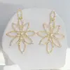 Novos Brincos de Comércio Exterior, Brincos Longos de Girassol Full Diamond Brilhantes, Brincos de Noiva de Alta Qualidade E846