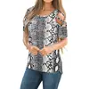 Amazon Wish Transfronteiriço Novo Ombro Caído Manga Curta Gola Redonda Camiseta Moda Feminina Casual Solta Tops Europeus e Americanos