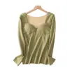 Outono e Inverno sutiã de veludo com gola quadrada peça única roupa íntima térmica feminina aquecimento amigável à pele espessado com veludo top básico para todas as ocasiões