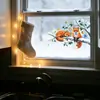 Fun-JD199 Galhos de Inverno Pintados Raposa Pequena Janela de Vidro Decoração de Embelezamento para Casa Adesivo Eletrostático para Janela UV