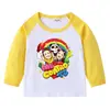 2023 Nuevo Transfronterizo Primavera y Otoño Camiseta Infantil Cuello Redondo Dibujos Animados Manga Larga Top Camiseta Base Niños y Niñas Bebé Algodón Camiseta