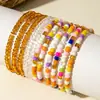 Joyería Transfronteriza Europea y Americana Estilo Bohemio Pulsera de Cuentas de Arroz Diseño de Pulseras Apilables de Color Contrastante Venta al por Mayor
