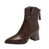 Botines de tacón alto estilo hada para mujer, nueva moda versátil otoño 2026, botas de tacón grueso ajustadas, Botas tipo Martin estilo británico