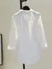 Camisa Blanca de Manga Larga Estilo Perezoso con Múltiples Bolsillos para Mujer, Transfronteriza Europea y Americana, Estilo Amazon