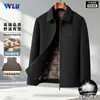 Chaqueta de Lana Doble Cara para Hombre con Forro de Plumas Desmontable Gruesa Cálida Cuello Solapa Corta Chaqueta de Invierno