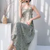 Camisón holgado de algodón y seda con estampado para mujer, ropa de casa, informal, sexy, vestido largo, falda, pijama, nuevo estilo de primavera