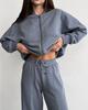 2024 Amazon cross-border europeu e americano feminino primavera novo terno de moda cor sólida zíper cardigan calças retas terno