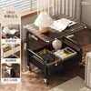 Carrito Plegable Pequeño de Almacenamiento Estante de Piso Mesa de Noche de Dormitorio Almacenamiento Estante de Almacenamiento de Snacks Mesa de Café Sala de Estar Mesa Lateral
