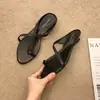 Chinelos Flip-Flop Retrô Franceses para Mulheres, Uso Externo de Verão, Sandálias Slip-On Elegantes de Salto Baixo, Sapatos Casuais e Versáteis para Férias na Praia