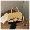 Bolsa Quadrada Pequena com Corrente Elegante e Moderna para Mulheres, Nova Tendência Popular de Verão 2026 com Textura, Bolsa de Ombro Transversal