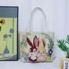 Bolsa de Lona Bordada Jacquard Dorada de Doble Cara, Bolso de Mano de Dibujos Animados Lindo, Bolso de Hombro para el Viaje Diario, Bolso Artístico