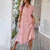 Di Yun 2026 Primavera/Verão Estilo Europeu e Americano Transfronteiriço Casual Férias Estampa de Bolinhas Cintura Alta Vestido com Amarração Moda Feminina