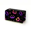 Bolsa de Maquillaje con Estampado de Gato Negro Calabaza Murciélago de Halloween Bolso de Almacenamiento con Cremallera Beige Retro Estuche para Bolígrafos de Estudiante