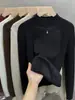 Suéter de una pieza de terciopelo y encaje con cuello alto medio para mujer, Camiseta interior gruesa con forro polar, Nuevo tejido de punto para Otoño e Invierno 2025