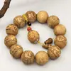 2.0 Pulseira de Escultura em Madeira de Cipreste com Doze Signos do Zodíaco e Palavras de Sorte, Contas de Oração, Pulseiras de Casal para Homens e Mulheres, Cordão de Contas de Madeira