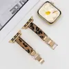 Estampado de Leopardo / Color Sólido en Piel con Correa Metálica, Estilo Lujo Ligero, Diseño Delgado, Adecuado para Apple Watch