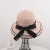 Sombrero de Playa con Lazo Dulce, Sombrero de Paja con Visera para Mujer, Elegante y Moderno Sombrero de Sol de Ala Ancha, Sombrero para Protección Solar al Aire Libre