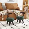 Taburete Pequeño Giratorio de Madera Maciza con Cojín Suave para Niños, Silla de Uso Doméstico con Respaldo, Taburete Bajo Giratorio para Sala de Estar, Taburete para Cambiarse los Zapatos