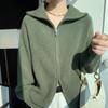 Cárdigan de lana pura grueso suelto con cremallera para mujer, suéter de cachemira, abrigo de punto, simple, versátil, ropa para mujer transfronteriza, venta al por mayor