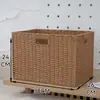 Caixa de Armazenamento Estilo Japonês, Cesta de Armazenamento para Sala de Estar e Quarto, Cesta de Armazenamento de Palha e Rattan Sintéticos, Cesta de Armazenamento para Armário de Casa