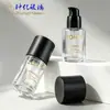 Botella de Vidrio Transparente con Dispensador de Loción 30ml Botella para Base Líquida Cosméticos Botella Dispensadora Redonda Recta de Vidrio para Emulsión de Agua
