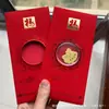 Adesivos de Telefone de Ouro Puro 999 para o Festival da Primavera, Artesanato em Metal de Envelope Vermelho de Alta Qualidade, Presentes para Reunião Anual