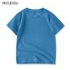 Verano Nuevo Niños en stock Algodón Cuello Redondo Manga Corta Absorbente de Sudor Transpirable Combinable Moda Sudadera Top
