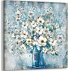 Pintura sobre Lienzo de Flor Blanca en Jarrón Azul de Venta Caliente Sala de Estar Comedor Baño Decoración de Pared Pintura Marco Interior Pintura Colgante Pintura Decorativa