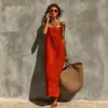 2026 Nuevo Moda Europea y Americana Transfronteriza Estilo Elegante Verano Vestido de Tirantes Cuadrado Vestido Recto para Mujer