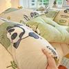 Conjunto de Quatro Peças de Veludo Espesso Quente de Inverno com Flocos de Neve e Veludo Leite Cobertor de Edredom de Veludo Dupla Face Lençóis de Cama Conjunto de Três Peças para Dormitório