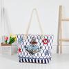 Nuevo Estilo Asa de Cuerda de Cáñamo Bolsa de Playa Bolso Tote de Gran Capacidad Bolsa de Lona Estampada Bolsa de Lona a la Moda Tejido Versátil