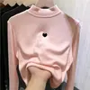 Camiseta interior térmica de forro polar doble cara para niñas, estilo otoño e invierno, cuello semi-alto, camiseta de manga larga rosa para niños, top para bebé niña