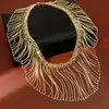 Colar Personalizado Vazado com Franjas Estilo Palácio, Corrente para Clavícula Estilo Nicho de Luxo Leve, Colar Vintage Exagerado Atacado