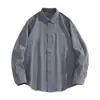 Camisa de Algodón Puro de Color Sólido Estilo Americano Dongyu con Bolsillo para Hombres y Mujeres, Camisa Casual Retro Trendy Holgada Estilo Japonés para Parejas al por Mayor