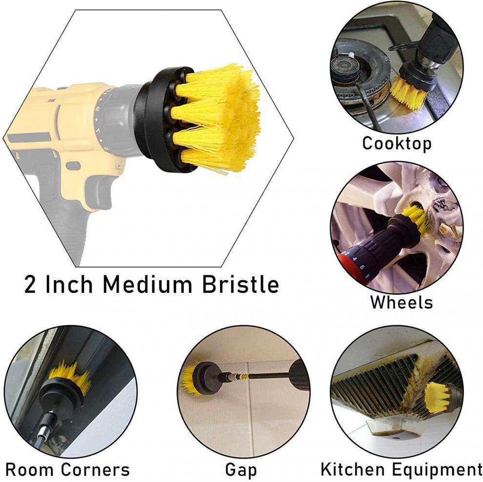 清洁钻刷 7 件钻刷附件瓷砖洗涤器清洁刷套装，用于电钻清洁浴