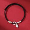 Pulsera de Plata Esterlina de Jade Hetian Natural con Cuerda Roja, Hebilla Ping An, Tejida a Mano, Cuerda de Mano para Pareja, Regalo de Nicho Antiguo