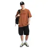 Camiseta Casual Versátil Masculina de Algodão Puro, Manga Curta, Gola Redonda, Estampa de Letras, Tendência Verão 2026, Corte Solto