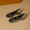 Zapatos Mary Jane de mujer de tacón bajo y cómodos, nuevo estilo primavera y otoño, hebilla cuadrada francesa, tacón grueso, corte bajo, versátiles, zapatos de vestir de color block para mujer