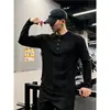 Suéter de punto texturizado estilo Old Money, camiseta Henley para hombre, capa base holgada de manga larga para primavera y otoño, top con botones