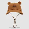 Lindo Osito Sombrero de Pescador de Ala Corta Nuevo para Niños con Estilo Lindo y Orejas, Sombrero de Pescador para Niños de 3-8 Años