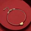 Pulseira de contas da sorte banhada a ouro real para casal, pulseira vermelha, feijãozinho dourado apaixonado, presente de Qixi para namorada